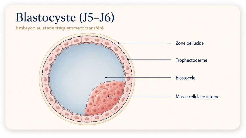 Schéma d’un blastocyste à J5-J6 avant transfert embryonnaire